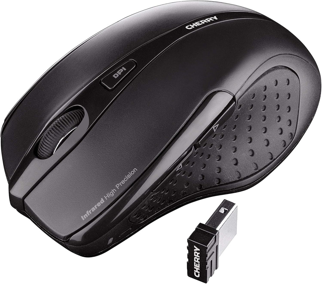 CHERRY MW 3000, Kabellose Ergonomische Maus für Rechtshänder, 2,4 GHz Funk, 6 Tasten, Optischer Sens
