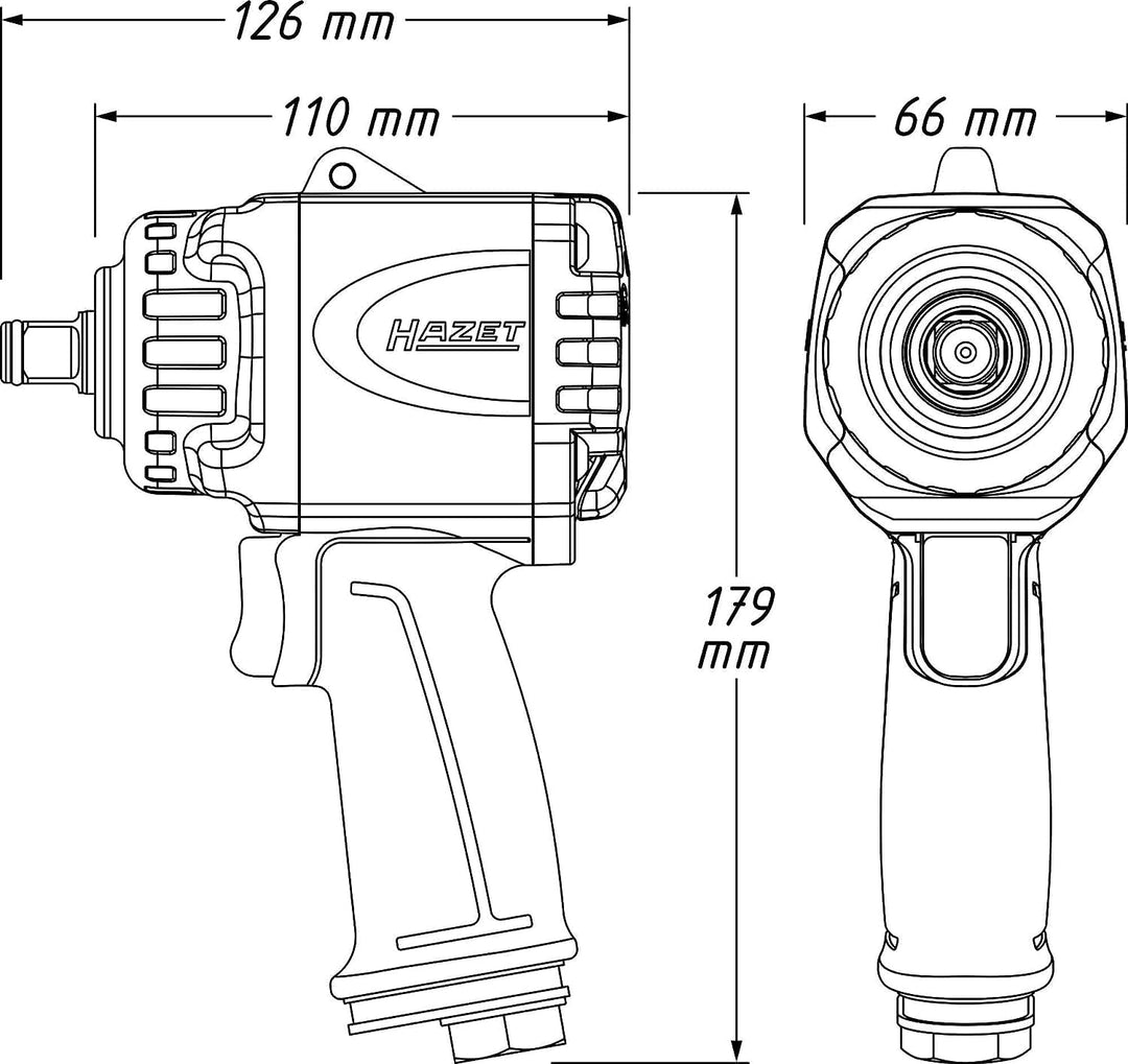 HAZET Mini Schlagschrauber 9012MTT | Max. Lösemoment 1600 Nm, Virkantabtrieb 12,5 mm (1/2 Zoll) | ex