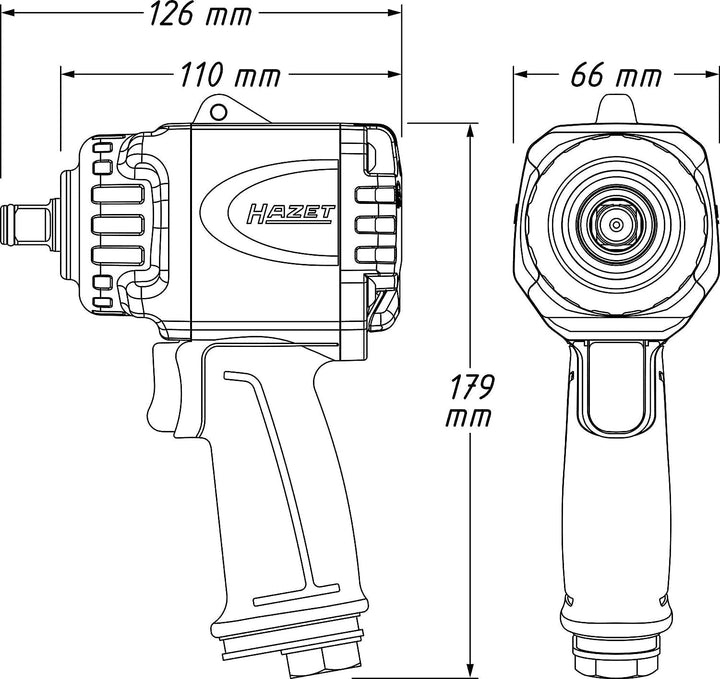 HAZET Mini Schlagschrauber 9012MTT | Max. Lösemoment 1600 Nm, Virkantabtrieb 12,5 mm (1/2 Zoll) | ex