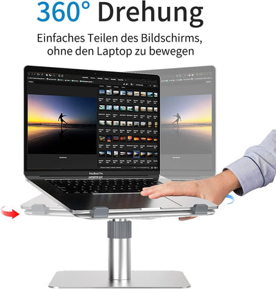 Rseuphiee Laptop ständer Höhe/Winkel einstellbar Aluminum, Computer Stand erhöhung 360°drehbarer, Ko