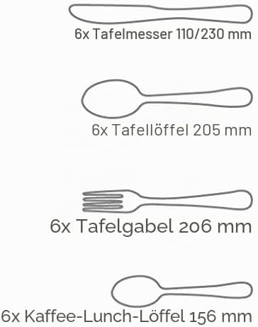 Arcos Serie Capri - Geschenkbox Besteck-Set 24 Stück (6 Messer + 12 Löffel + 6 Gabel) - Monoblock au