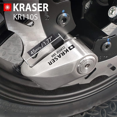 KRASER KR110S Bremsscheibenschloss mit SRA Zulassung, Motorrad Diebstahlsicherung, 10mm Doppelversch