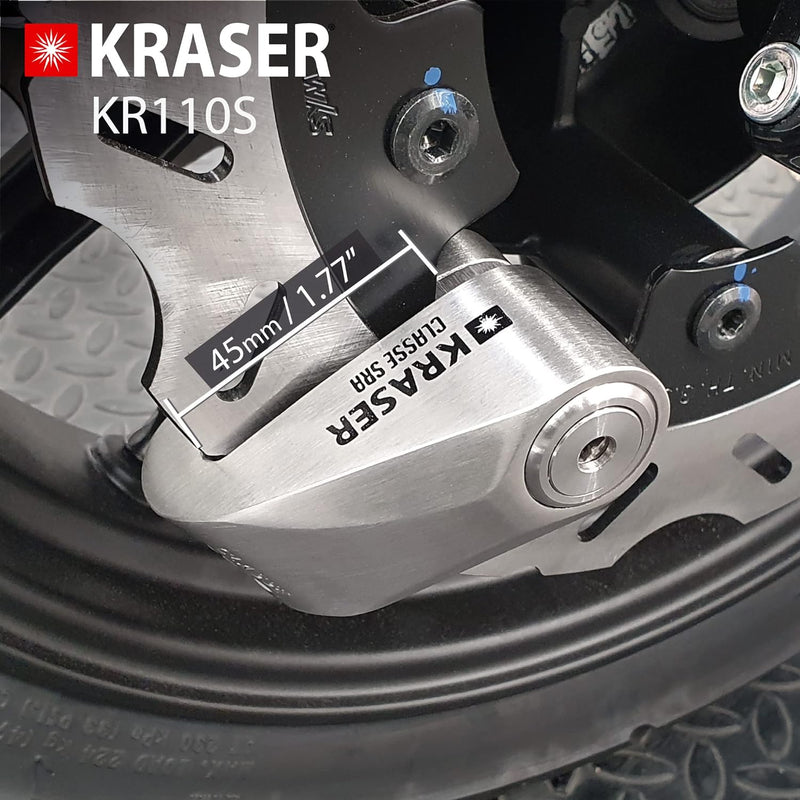 KRASER KR110S Bremsscheibenschloss mit SRA Zulassung, Motorrad Diebstahlsicherung, 10mm Doppelversch