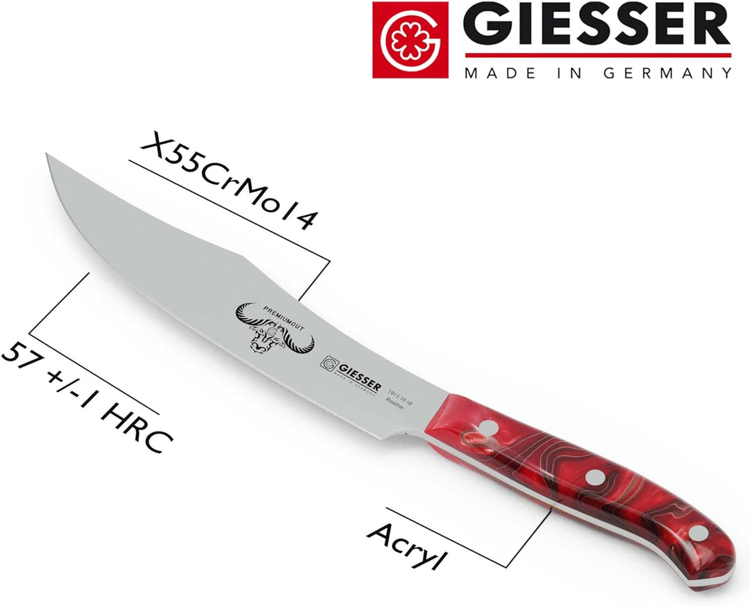 GIESSER seit 1776 - Made in Germany - Zubereitungsmesser 16 cm Red Diamond, PremiumCut Veggie No 1,