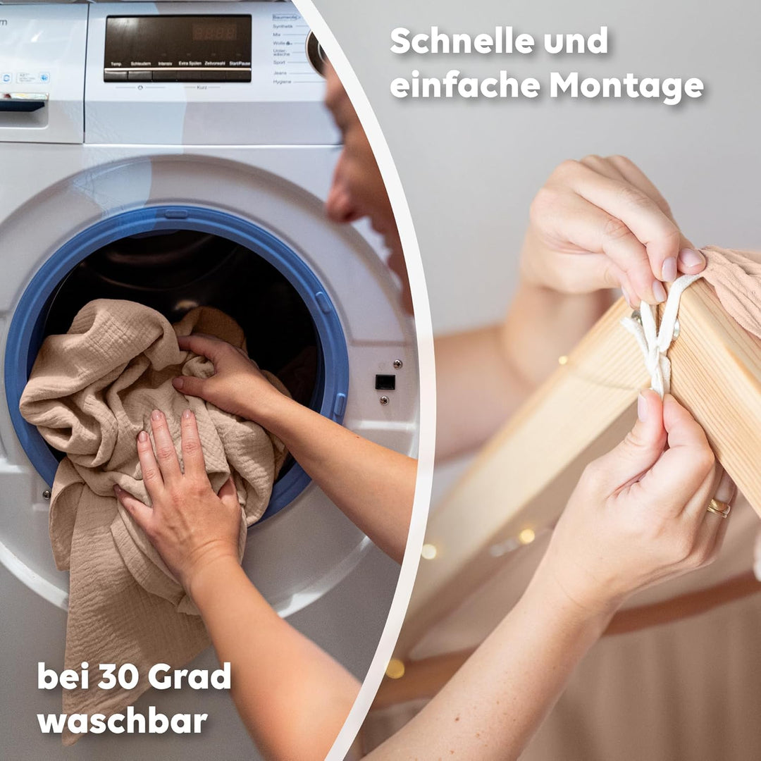 lilimaus Hausbett Himmel [Beigerosa] - Betthimmel Hausbett aus 100% Baumwolle Musselin Handmade - St