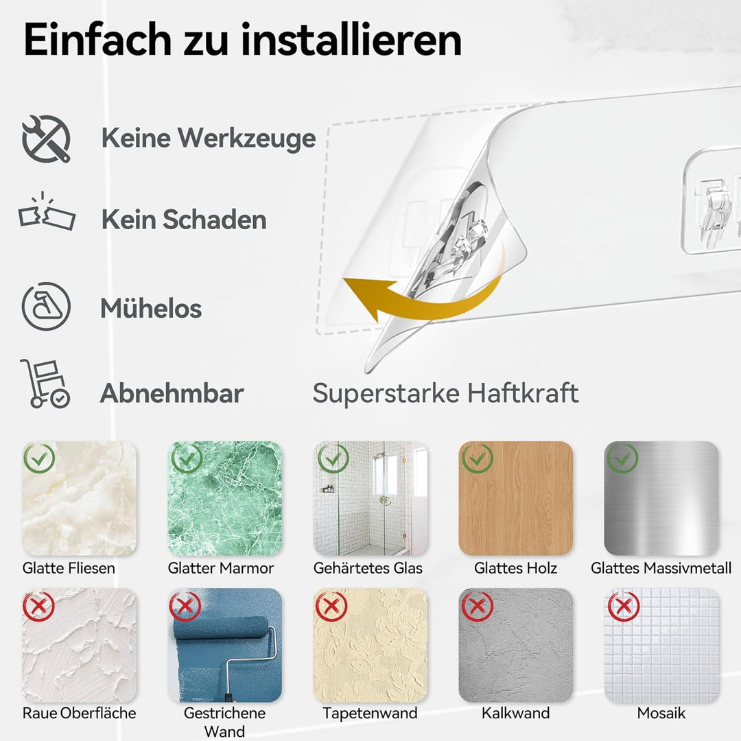 YASONIC Duschablage ohne Bohren 6 Stück Grosse Kapazität Badezimmer Organizer, Duschregal ohne Bohre