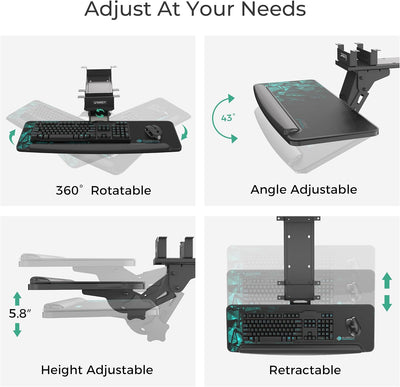 EUREKA ERGONOMIC Tastaturauszug Verstellbar Tastaturhalterung Schwenkbar Tastaturschublade mit Mausp
