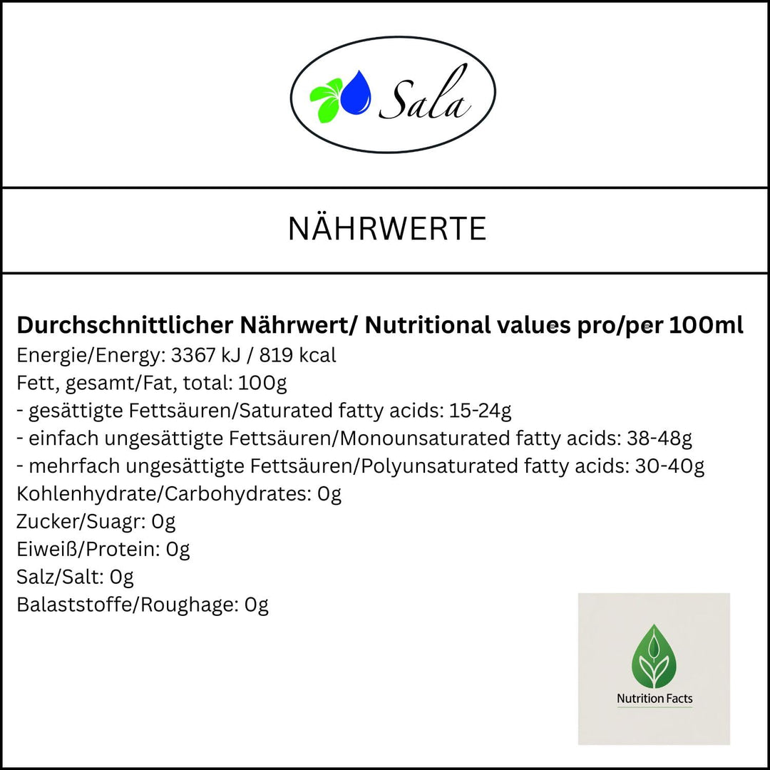 Sala Arganöl kaltgepresst ungeröstet food grade BIO 2 x 250 ml PET Flasche (500 ml) Arganöl kaltgepr