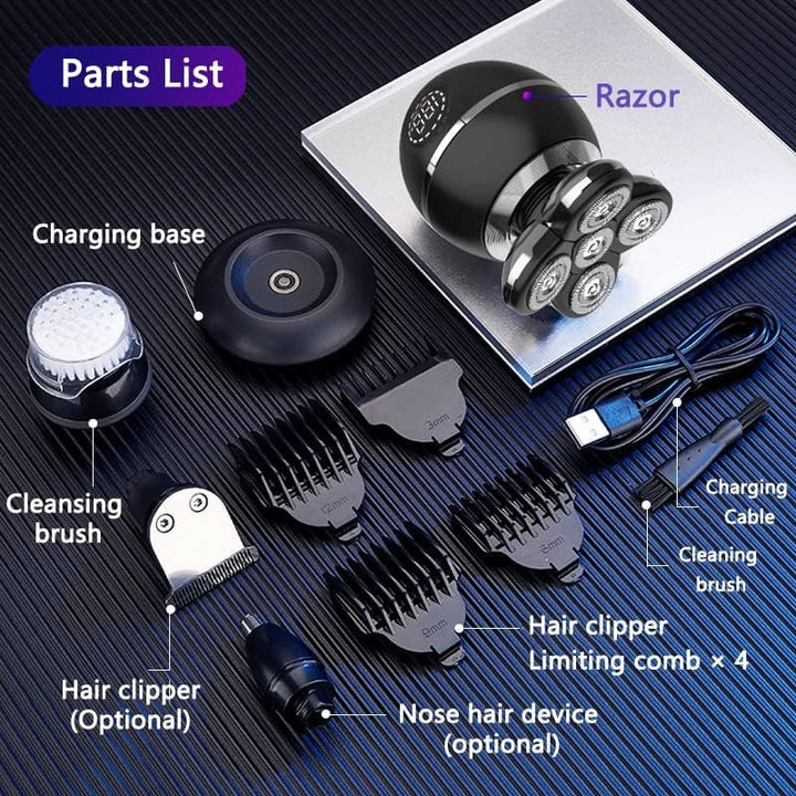 Glatzen Rasierer Herren Elektrisch, 5-in-1 Kopfrasierer Glatze Herren, 5D Magnetischer Elektrorasier