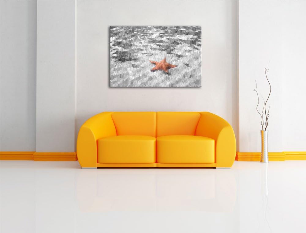schöner Seestern im klaren Wasser schwarz/weiss Deluxe Format: 100x70 cm auf Leinwand, XXL riesige B