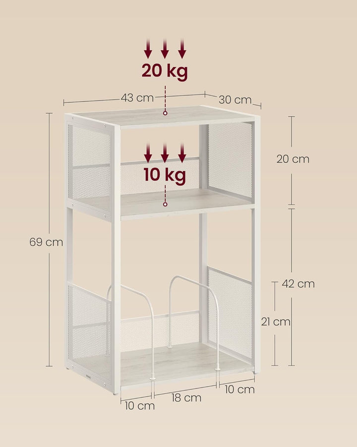 VASAGLE Plattenspieler-Ständer, 3 Etagen, Beistelltisch, Aufbewahrung von Schallplatten, bis zu 100