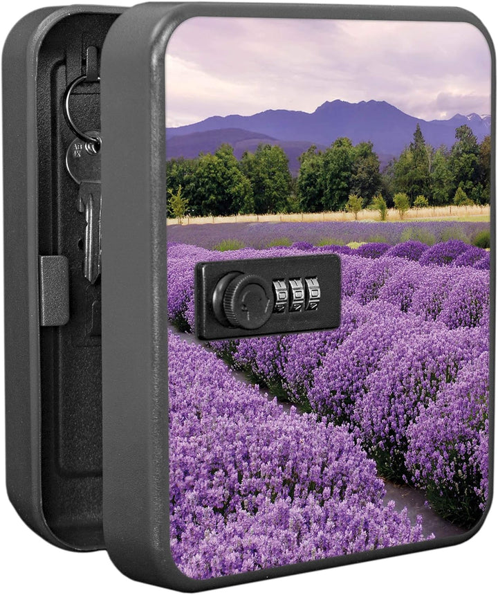 banjado® Burg-Wächter® abschliessbarer Schlüsselkasten mit Motiv Lavendel für 20 Schlüssel - Schlüss