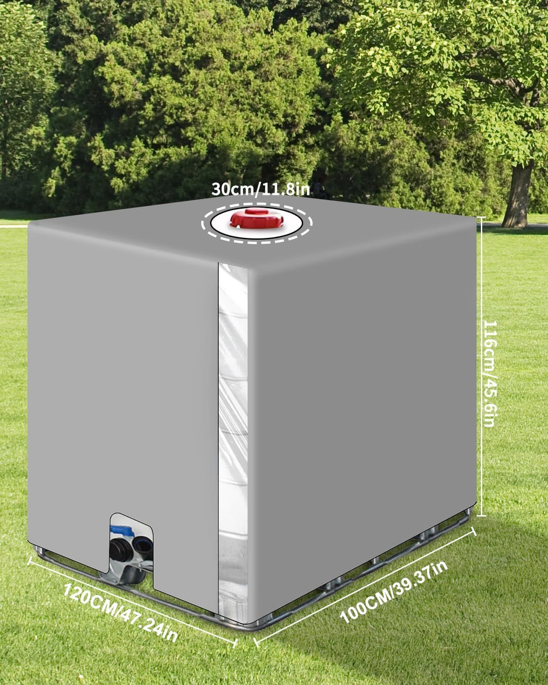 IBC Tank Abdeckung 1000L, IBC Container Zubehör, Wassertank Abdeckplane mit Transparenter Folie, Ant