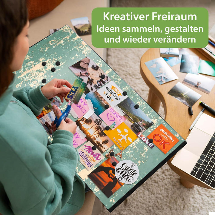 banjado Magnettafel schwarz 78 x 37cm / Magnetwand Metall/Magnetpinnwand als Memoboard/Pinnwand Magn