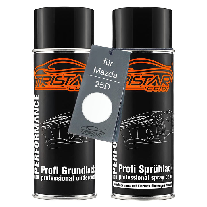 TRISTARcolor Autolack Spraydosen Set für Mazda 25D Snowflake White Perl/Whitewater Perl Grundlack Ba