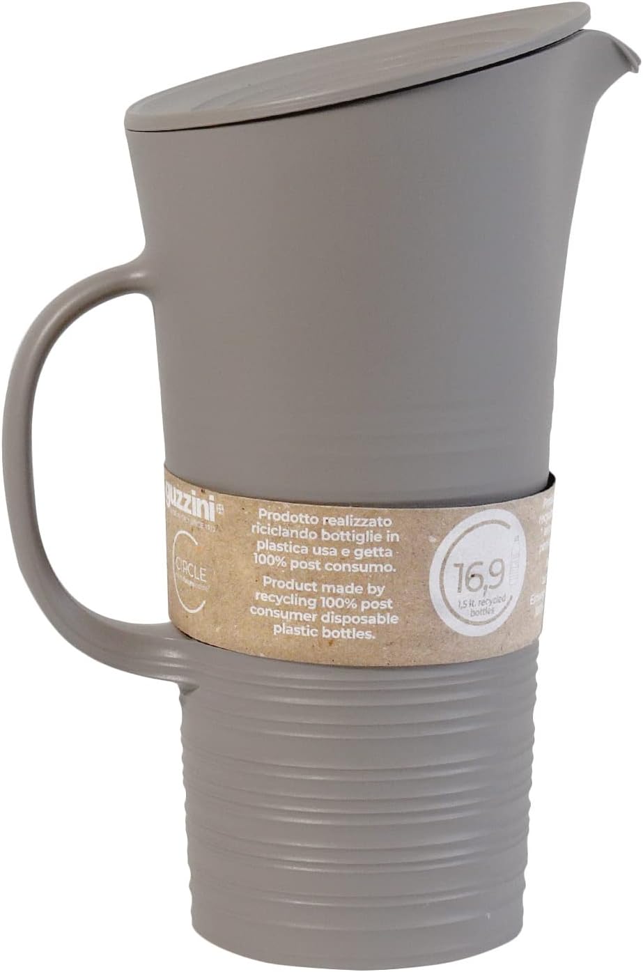 Guzzini - Tierra, Karaffe mit Deckel - Taubengrau, 18,7 x 13,4 x 10 x h26,9 cm | 1800 cc - 181701158