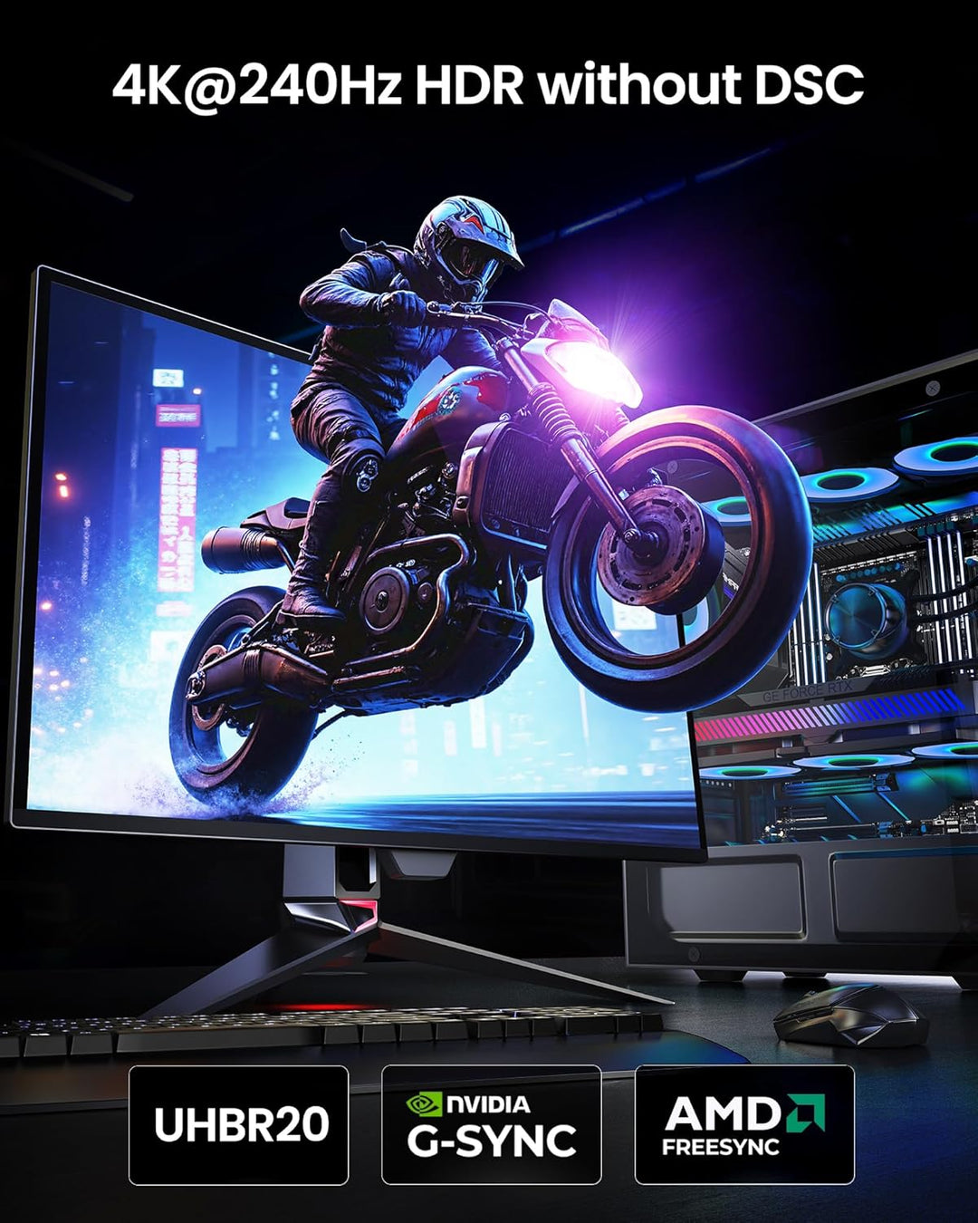 Silkland 80Gbps DisplayPort Kabel 2.1 2M [VESA-Zertifiziert] DP80, [8K@240Hz 4K@540Hz 360Hz 240Hz 18