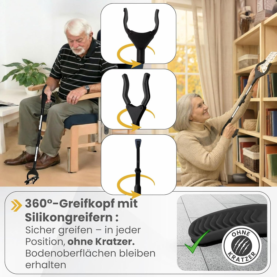 Greifzange für Senioren [80 cm] faltbarer Greifer zum aufheben | Reacher aus Aluminium | Müllzange 3