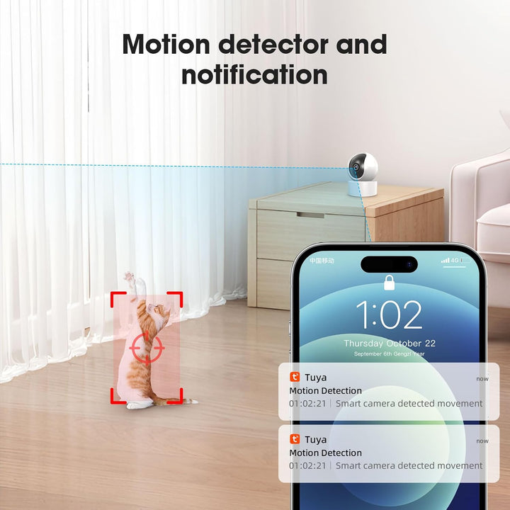XNY 2MP Tuya Smart Life Sicherheit Kamera, 1080P HD Pan Tilt WLAN Haus Überwachungskamera, Zwei-Wege