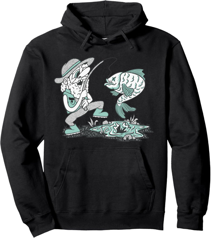 Angler mit Angelrute ist beim Fischen Angler Pullover Hoodie