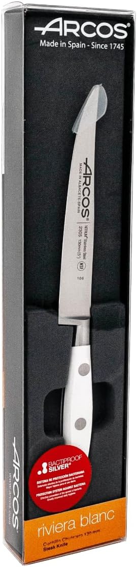 Arcos Serie Riviera Blanc - Steakmesser - Klinge aus Nitrum geschmiedetem Edelstahl 130 mm - HandGri