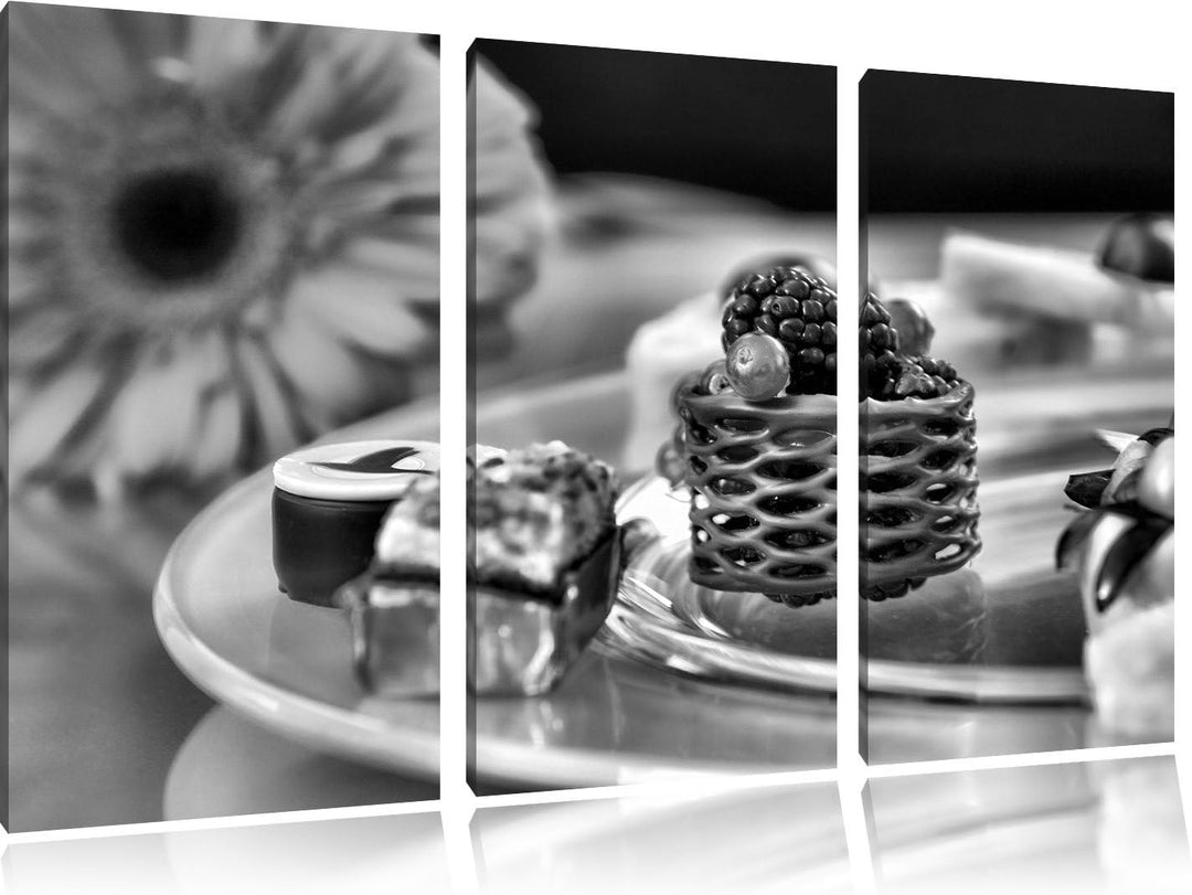 Pixxprint appetitliche Desserts als Leinwandbild/Grösse: 3 Teilig (120x80) cm/Wandbild/Kunstdruck/fe