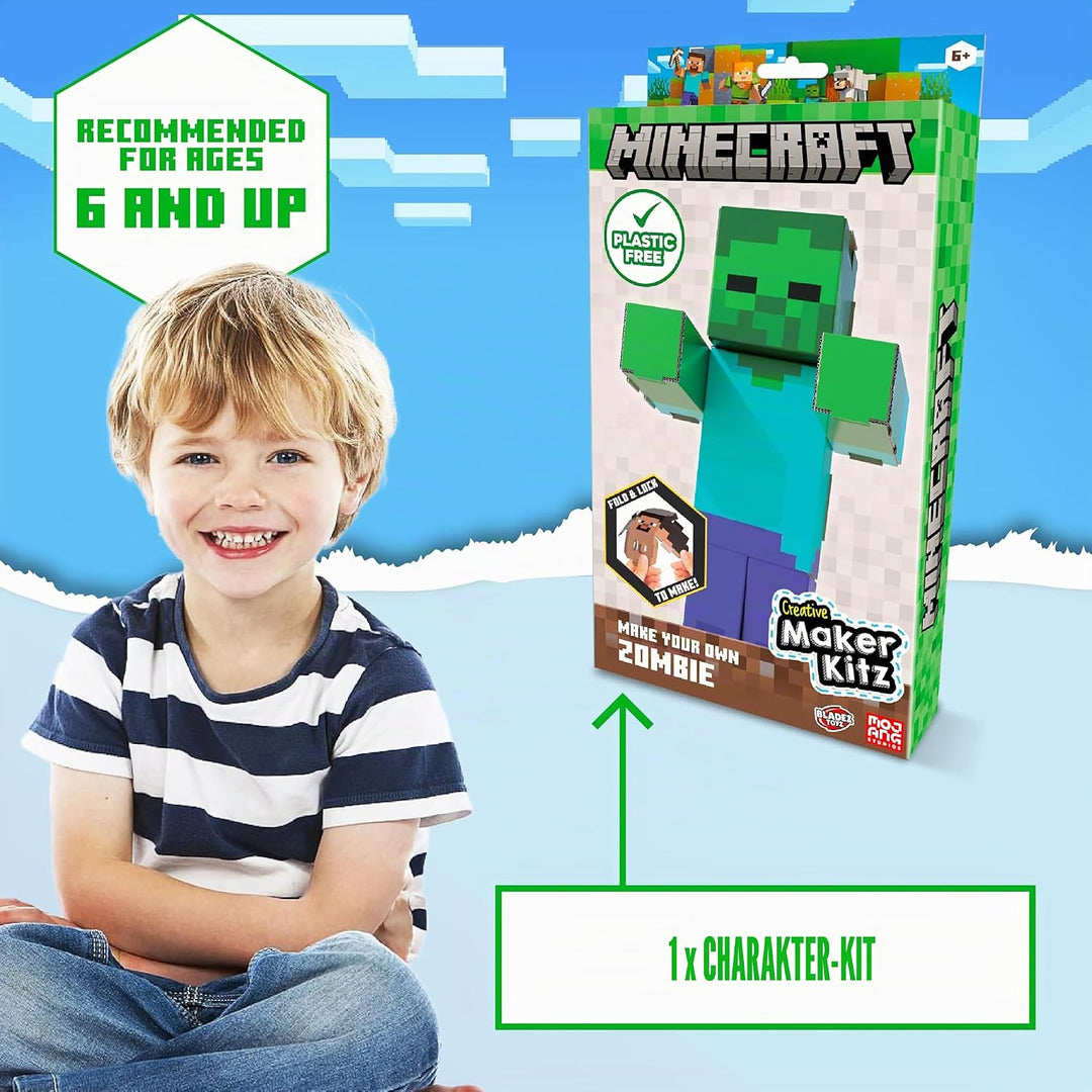 BLADEZ Minecraft Make Your Own Zombie, Lizenziertes Bastelset, Kunst und Handwerk für Jungen und Mäd