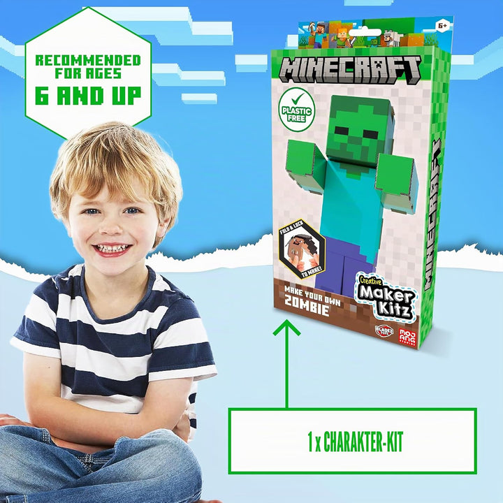 BLADEZ Minecraft Make Your Own Zombie, Lizenziertes Bastelset, Kunst und Handwerk für Jungen und Mäd