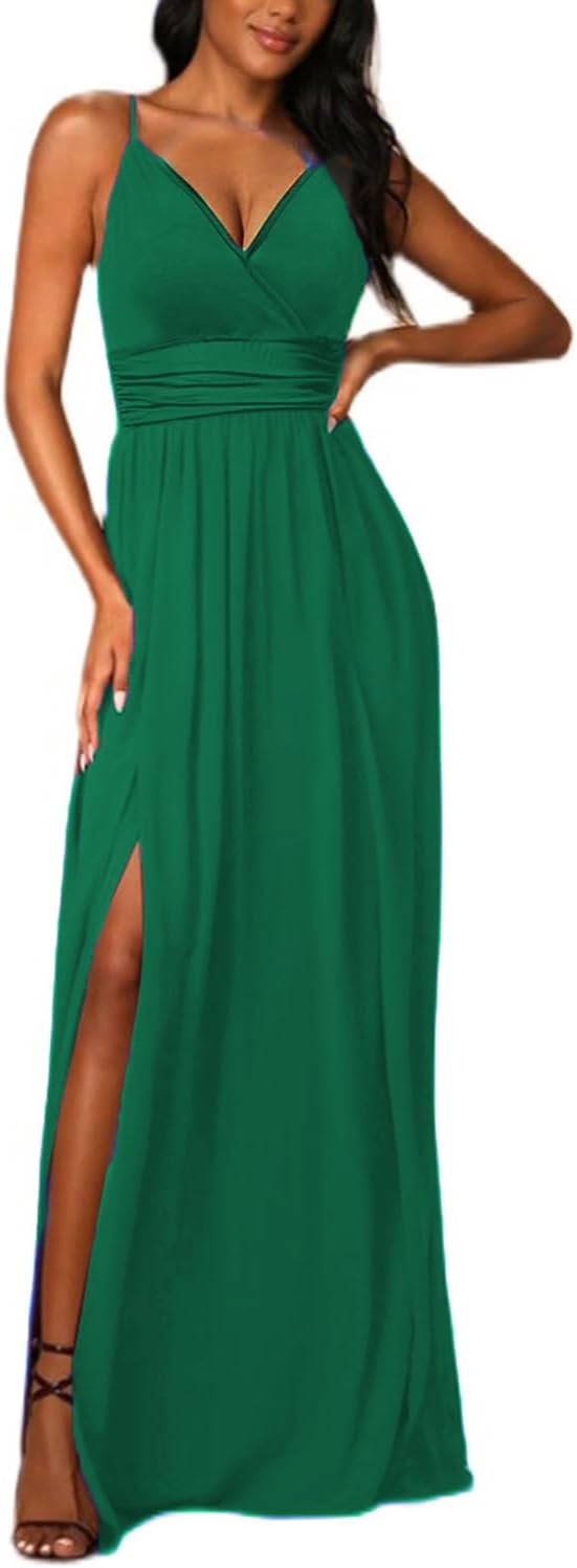 JENJON Damen Sommer Kleid Elegant Off Shoulder Kurzarm Ohne Arm V-Ausschnit Tunika Maxikleider Casua