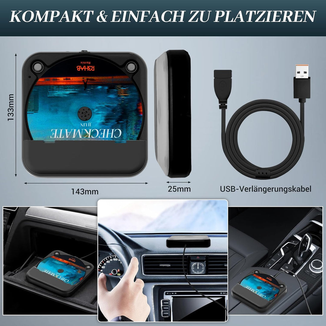 CD Player für Auto mit USB/AUX-Anschluss - Externer Universal Auto CD Player für PKW LKW, Extra USB-