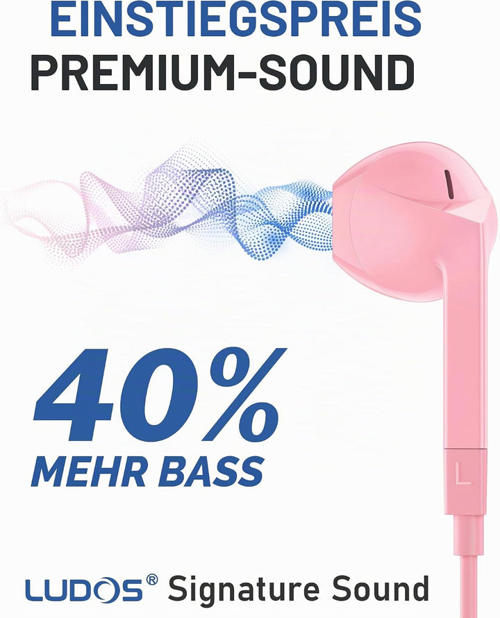 LUDOS FEROX Kopfhörer In Ear Kopfhörer mit Kabel und Mikrofon, 5 Jahre Garantie, In Ear Ohrhörer, 3,
