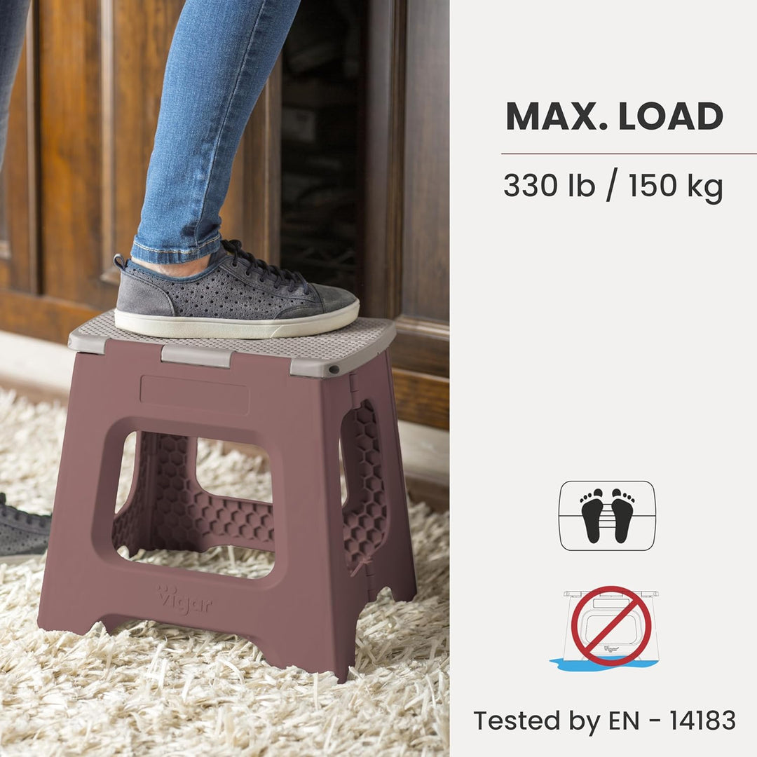 Vigar Klapphocker, Braun, 27 cm Braun und Grau 27 cm, 1-Step, Braun und Grau 27 cm, 1-Step