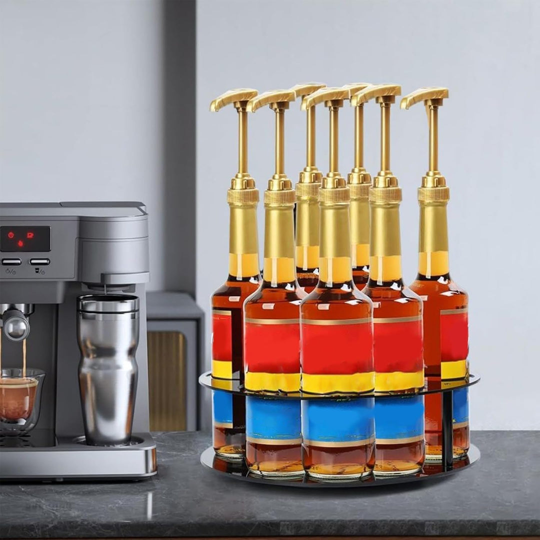 Coffee Syrup Organizer, 7 Bottles Syrup Rack, Dispenser Bottle Shelf, Stable Non Slip Design, Space