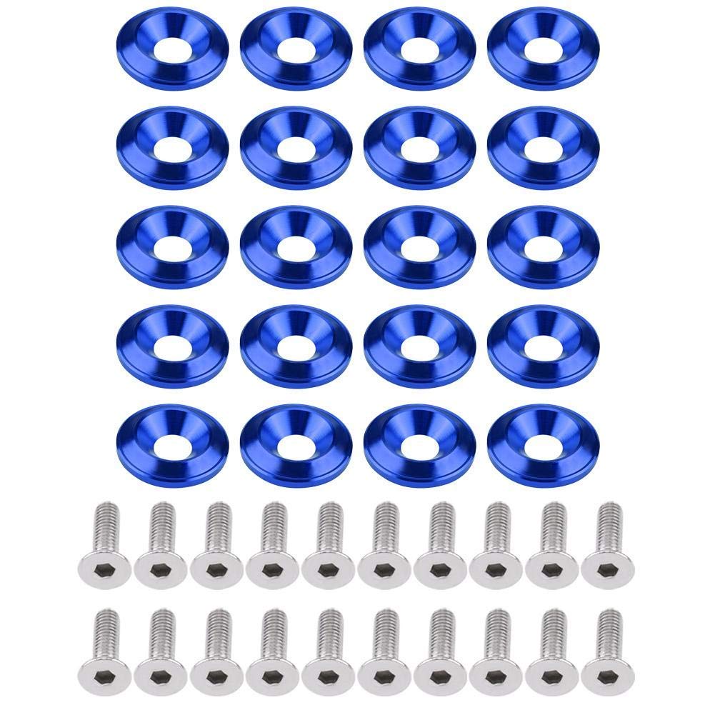 EVGATSAUTO 20Pcs Aluminium Unterlegscheiben Schrauben, Universal Fahrzeug Stossstange Unterlegscheib