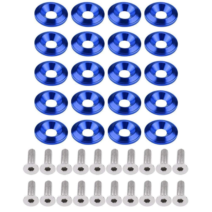 EVGATSAUTO 20Pcs Aluminium Unterlegscheiben Schrauben, Universal Fahrzeug Stossstange Unterlegscheib