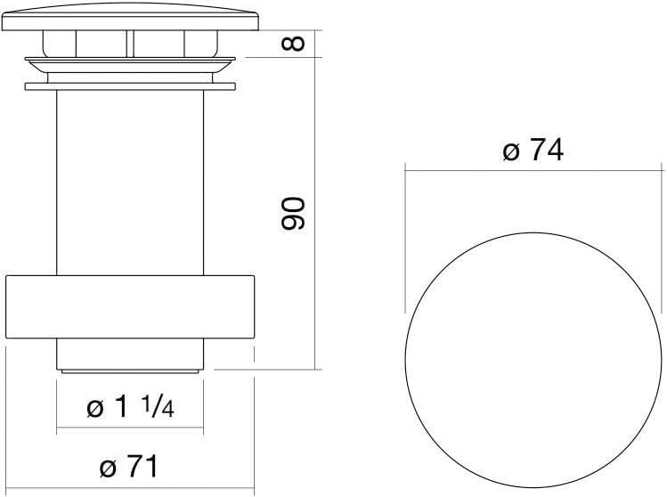 Alape˘ Schaftventil chrom, 1 1/4 Zoll, Abfluss Waschbecken, einfacher Einbau, ohne Staufunktion und