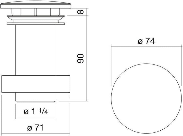 Alape˘ Schaftventil chrom, 1 1/4 Zoll, Abfluss Waschbecken, einfacher Einbau, ohne Staufunktion und