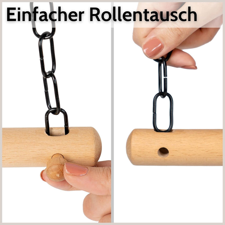 DEKAZIA® Toilettenpapierhalter Holz | Toilettenpapierhalter ohne Bohren schwarz | Klopapierhalter oh
