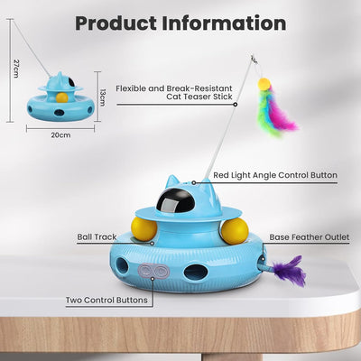 PETTOM Katzenspielzeug Selbstbeschäftigung, 4-in-1 Katzenspielzeug Elektrisch Automatisch, Interakti