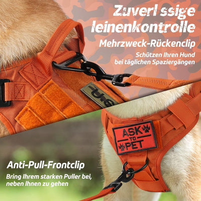 rabbitgoo No Pull Hundegeschirr Mittlere Grosse Hunde, Taktische Brustgeschirr mit MOLLE Griff Metal