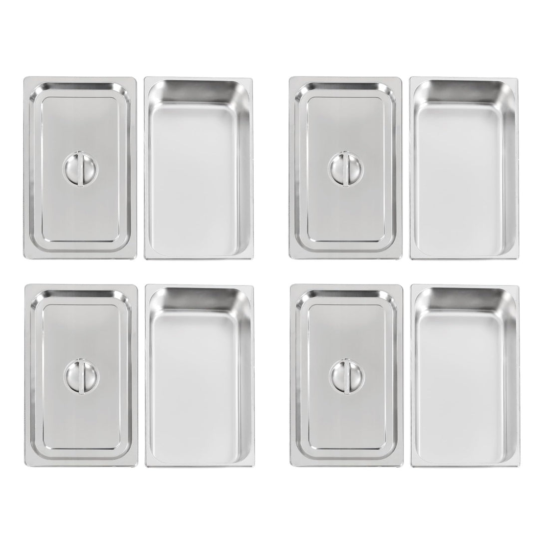 Chafing Dish Speisewärmer Set 4 Stück Edelstahl Warmhaltebehälter | Catering-Wärmespender 9L Behälte