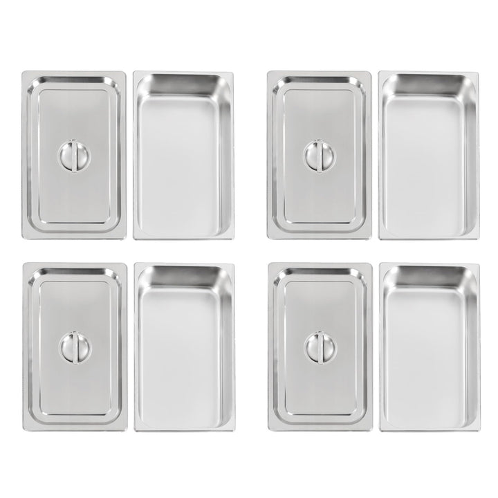 Chafing Dish Speisewärmer Set 4 Stück Edelstahl Warmhaltebehälter | Catering-Wärmespender 9L Behälte