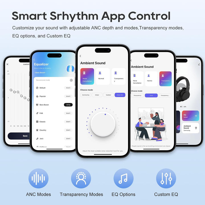 Srhythm NiceComfort 15 (2. Generation) Hybrid-Kopfhörer mit Geräuschunterdrückung, Bluetooth 6.0, mi