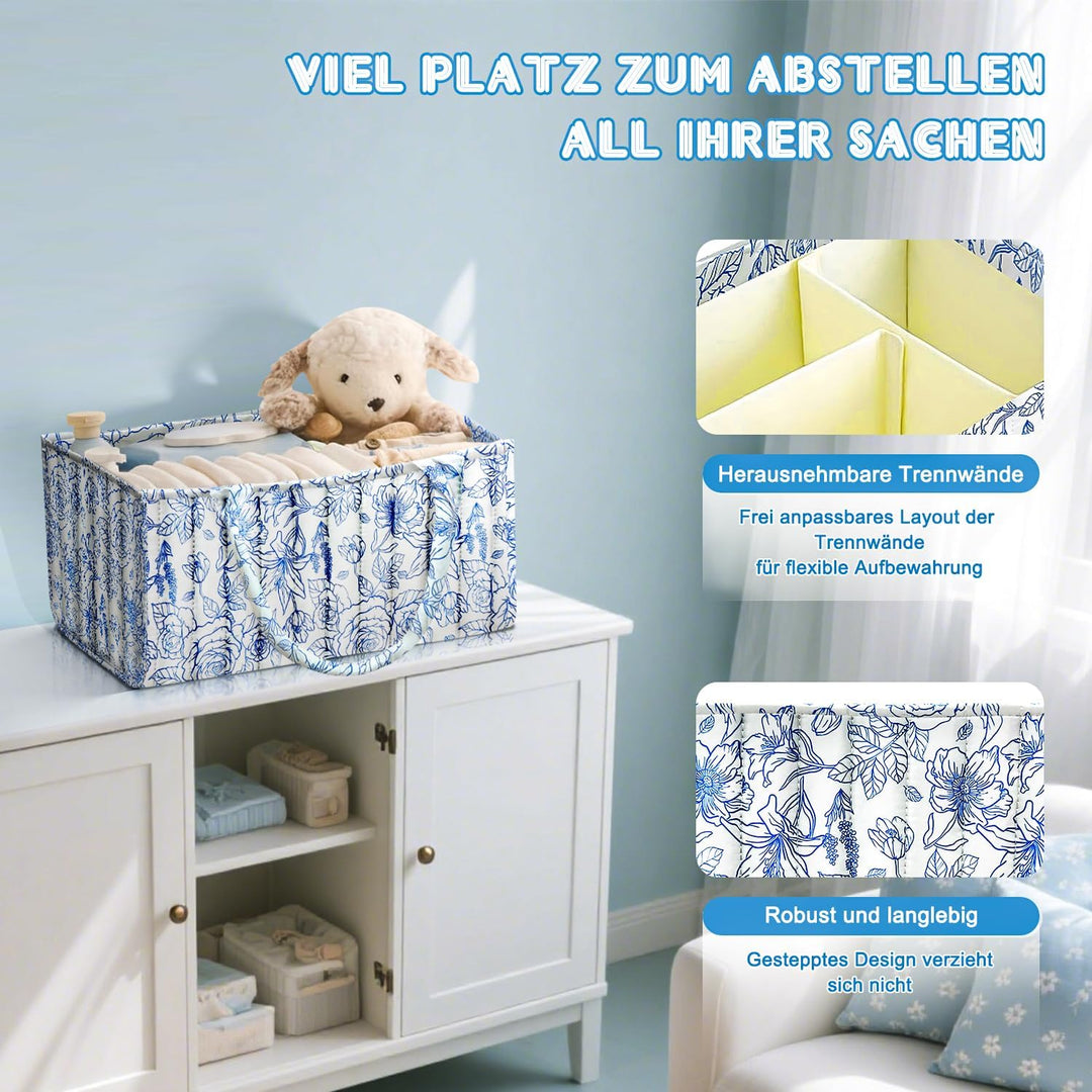 Floral Wickeltisch Organizer,Baby Wickelkommode Organizer,Windeltasche mit Fächern und Griffen, Newb