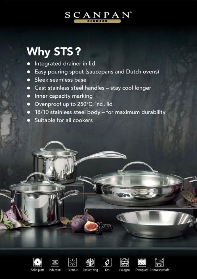 SCANPAN STS Edelstahl-Pfannen Set 20+28 cm | Multifunktionale Pfannen Induction mit Aluminiumkern, S