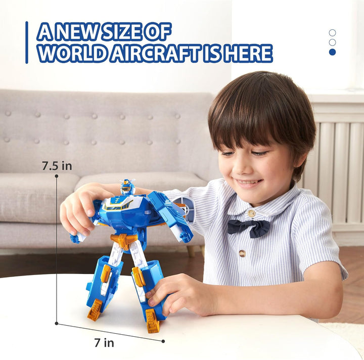 Super Wings 2-in-1 Mini World Aircraft Transforming Robot mit Licht- und Soundeffekten, Transformer-