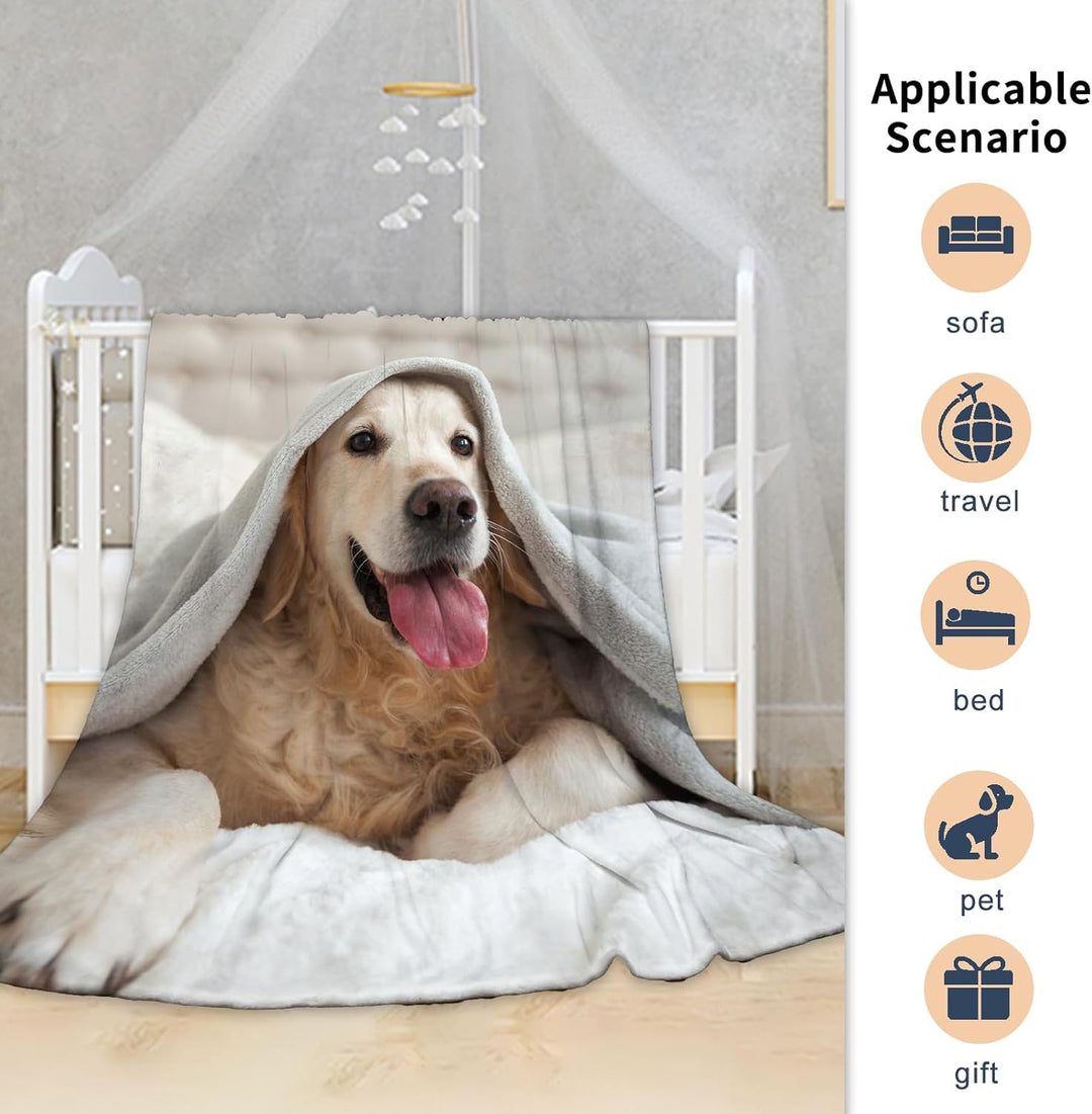 Hund Bedruckt Kuscheldecke, Kinderdecke 3D Druck Tier Hund Flauschige Plüsch Decke,Wohndecke Fleece