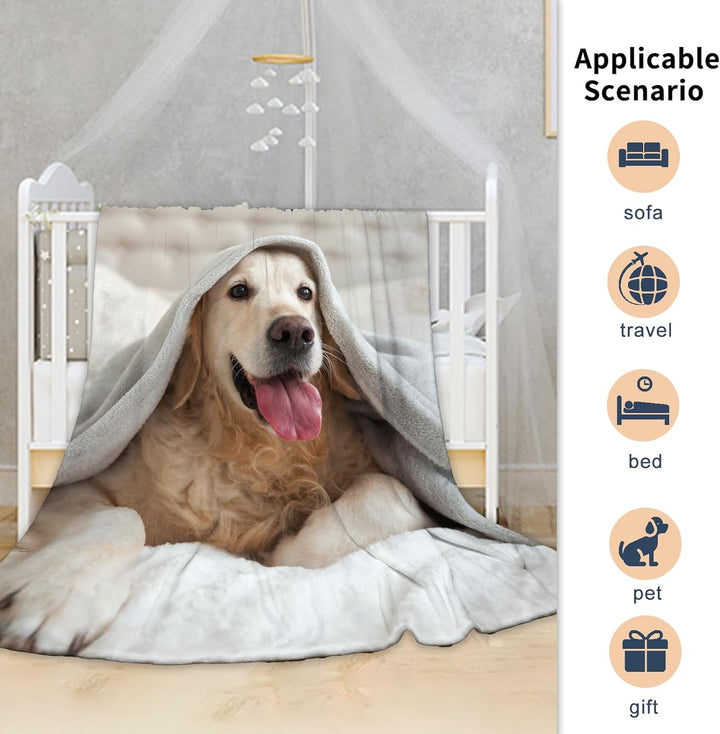 Hund Bedruckt Kuscheldecke, Kinderdecke 3D Druck Tier Hund Flauschige Plüsch Decke,Wohndecke Fleece