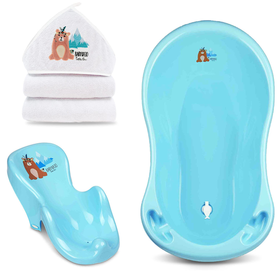 Babypflegeset Neugeborene – Babybadewanne, Baby Badesitz, Babyhandtuch mit Kapuze – Perfektes Baby S