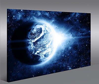 islandburner Bild Bilder auf Leinwand Planet Blau Weltall Space 1p XXL Poster Leinwandbild Wandbild